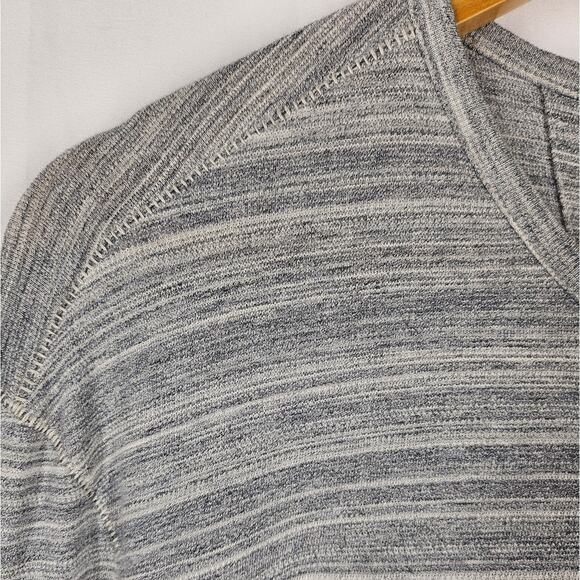 JOHN VARVATOS MEN'S GRAY STRIPED 1/4 BUTTON UP LONG SLEEVE SHIRT SIZE LARGE - Picture 5 of 11